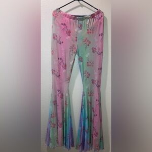 Pastel Rainbow Mesh Extra Wide Flares Pants